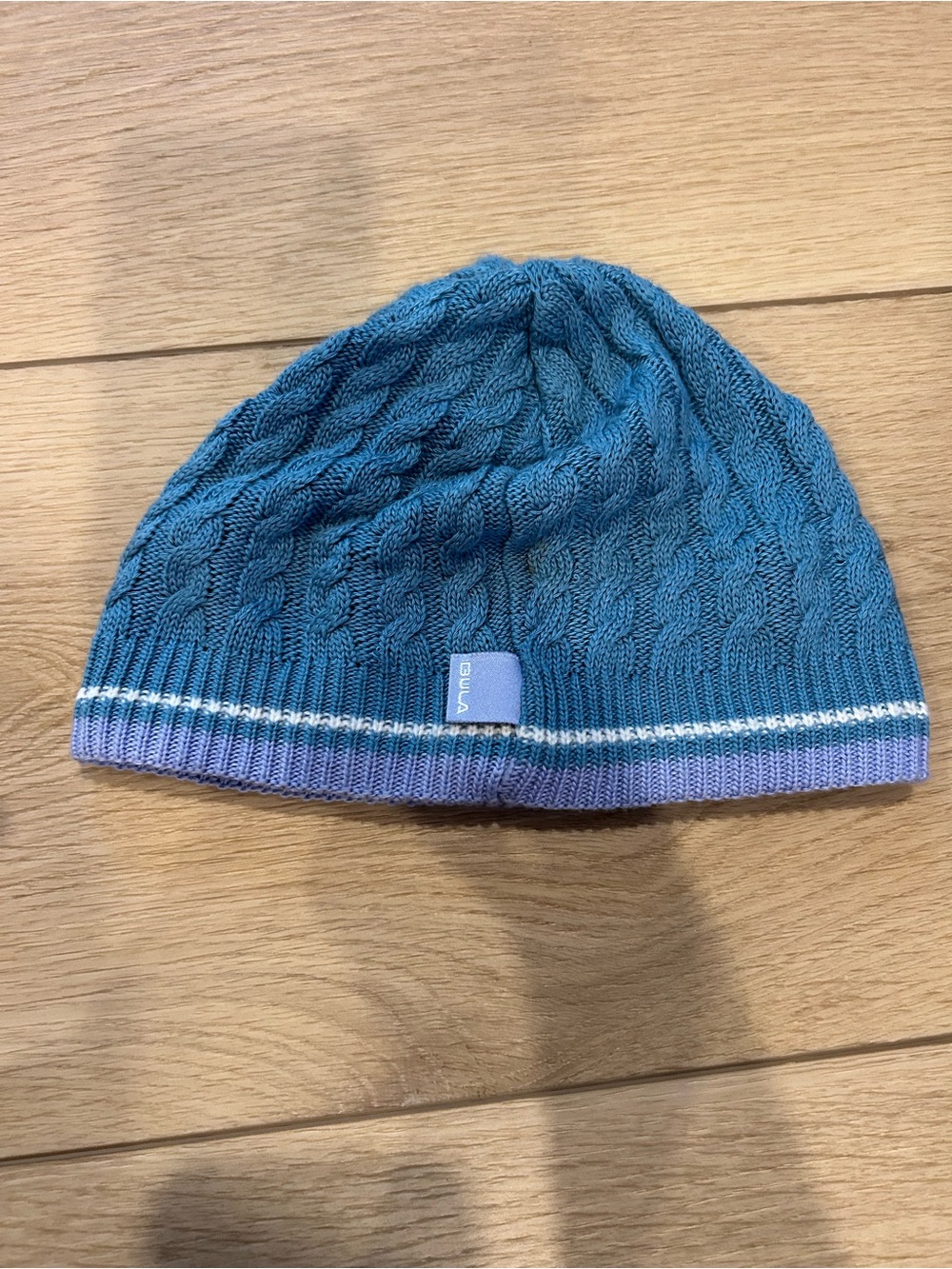 Cable Knit Women's Beanie in Teal & Lavender